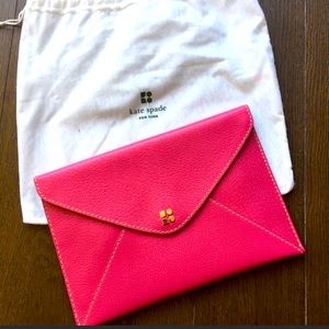 NEW Kate Spade Leather Hot Pink Envelope Clutch